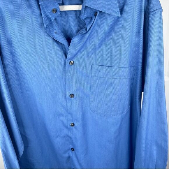 Sz L John W. Nordstrom Blue Chevron Textured Dress Shirt $135 MSRP - Picture 8 of 10